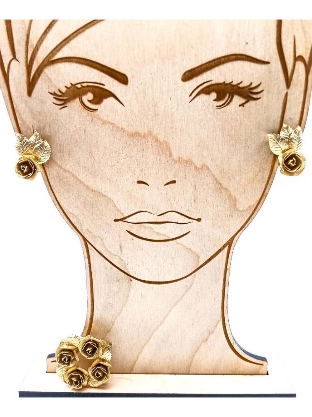 Vintage Judy Lee Mesh Rose Wreath Brooch and Floral Clip On Earrings, Gold Tone